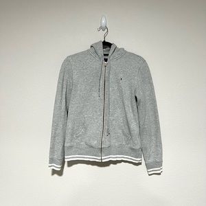 Tommy Hilfiger- Heather Grey, Varsity, Zip-Up Hoodie, Size Small